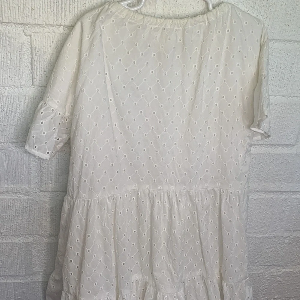 Gymboree Eyelet Cotton Lined Ruffle White Girls Kids Dress size 10/12